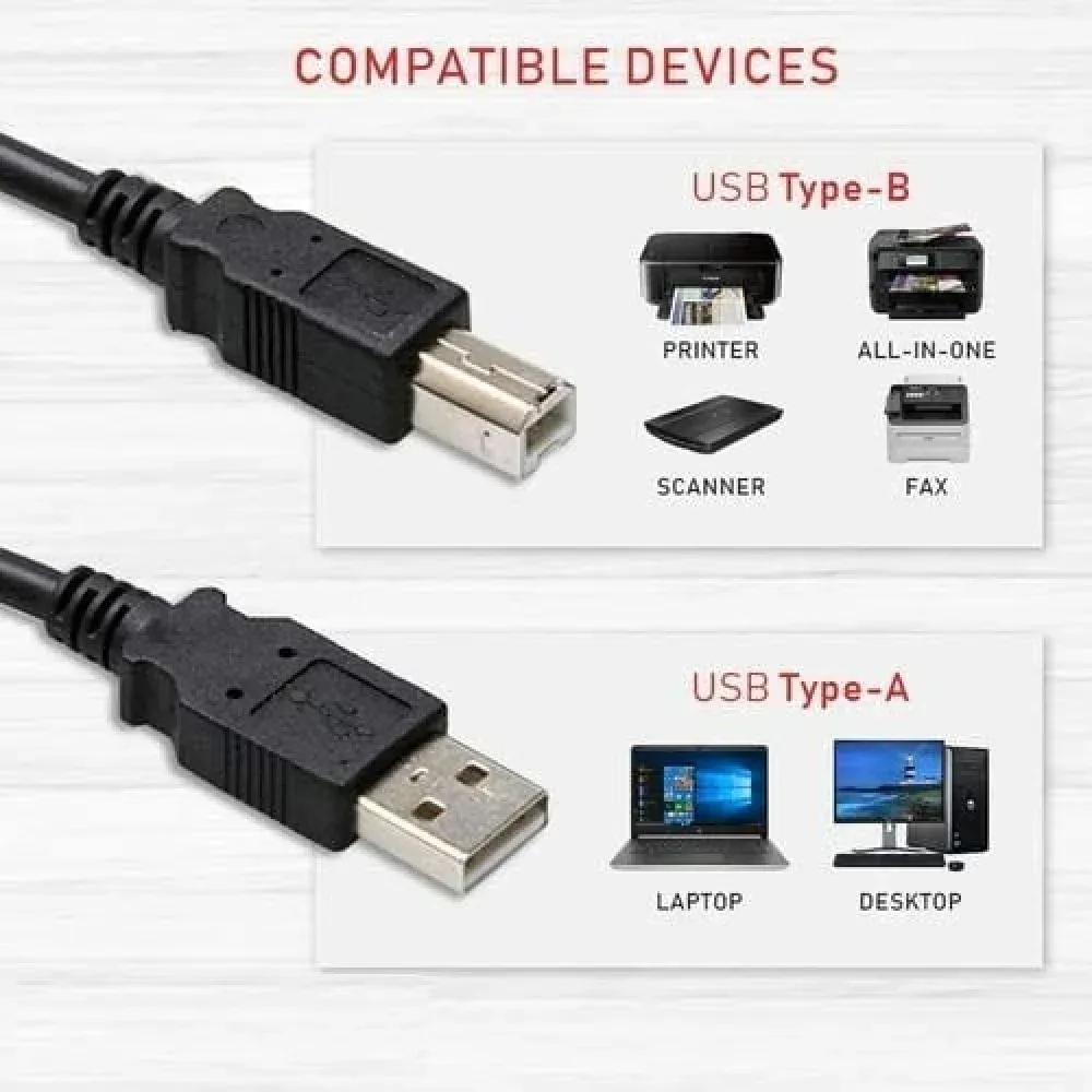 كيبل طابعة USB 2.0 عالي السرعة 1.5 متر