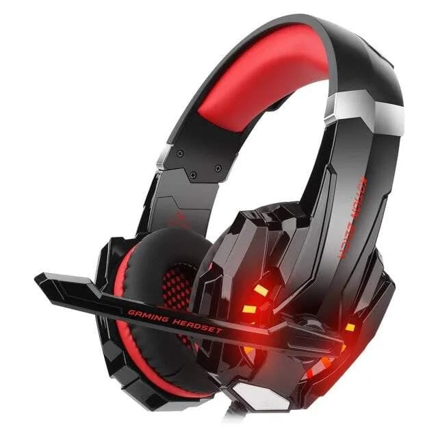 سماعة الألعاب KOTION EACH G9000 PRO مع تقنية إلغاء الضوضاء، وسادات أذن فائقة الراحة، مع إضاءة LED لون (احمر)